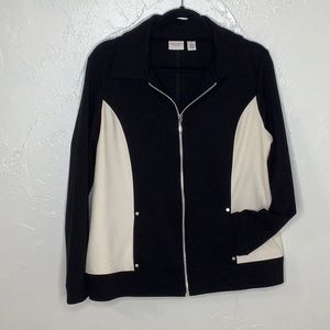 Chico’s Weekends 2 full zipper lightweight with pockets sweater jacket SZ L EUC